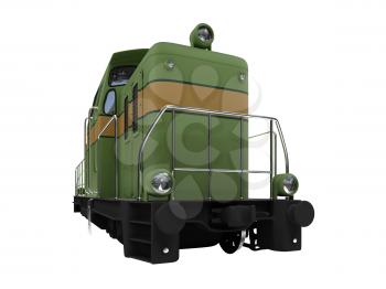 Royalty Free Clipart Image of a Green Diesel Train