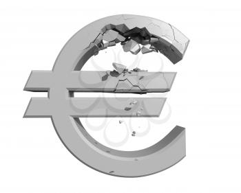 Royalty Free Clipart Image of a Damaged Euro