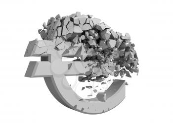Royalty Free Clipart Image of a Damaged Euro