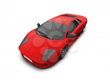 Royalty Free Clipart Image of a Red Ferrari