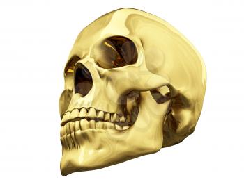 Royalty Free Clipart Image of a Gold Skull