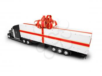 Royalty Free Clipart Image of a Transport Truck in a Bow
