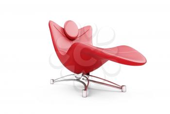 Royalty Free Clipart Image of a Red Chaise Lounge