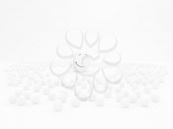 Royalty Free Clipart Image of a Smiling White Ball