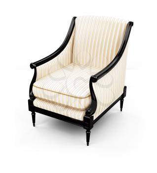 Royalty Free Clipart Image of a Striped Armchair