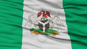 Closeup Nigeria City Flag, Capital City of Nigeria, Waving in the Wind