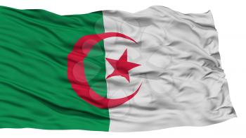 Isolated Algeria Flag, Waving on White Background, High Resolution