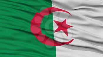 Closeup Algeria Flag, Waving in the Wind, High Resolution