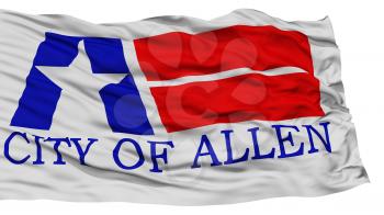 Isolated Allen City Flag, City of Texas State, Waving on White Background, High Resolution