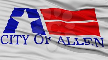 Closeup of Allen City Flag, Waving in the Wind, Texas State, United States of America