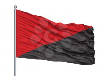 Anar Communist Flag On Flagpole, Isolated On White Background, 3D Rendering