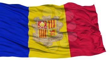 Isolated Andorra Flag, Waving on White Background, High Resolution