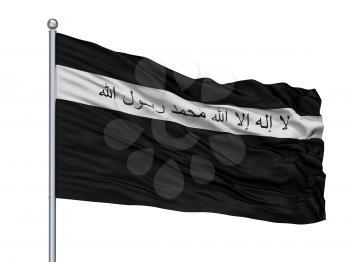 Ansar Al Islam Flag On Flagpole, Isolated On White Background, 3D Rendering