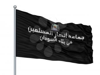 Ansaru Flag On Flagpole, Isolated On White Background, 3D Rendering