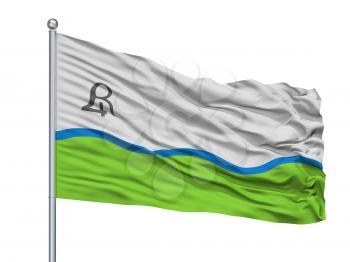 Rio Cuarto City Flag On Flagpole, Country Argentina, Isolated On White Background, 3D Rendering