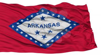 Isolated Arkansas Flag, USA state, Waving on White Background, High Resolution
