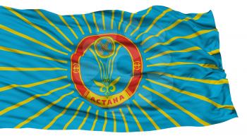 Isolated Astana City Flag, Capital City of Kazakhstan, Waving on White Background, High Resolution