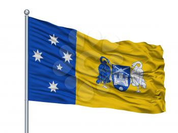 Australian Capital Territory City Flag On Flagpole, Country Australia, Isolated On White Background, 3D Rendering