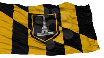 Isolated Baltimore City Flag, City of Maryland State, Waving on White Background, High Resolution