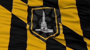 Closeup of Baltimore City Flag, Waving in the Wind, Maryland State, United States of America