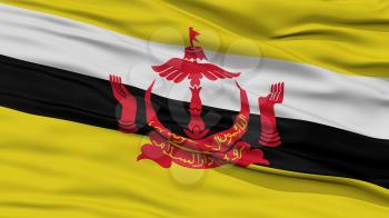 Closeup Bandar Seri Begawan City Flag, Capital City of Brunei, Waving in the Wind