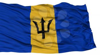 Isolated Barbados Flag, Waving on White Background, High Resolution