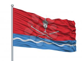 Biarozauka City Flag On Flagpole, Country Belarus, Isolated On White Background, 3D Rendering