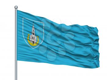 Janau City Flag On Flagpole, Country Belarus, Isolated On White Background, 3D Rendering