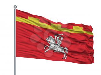 Lepiel City Flag On Flagpole, Country Belarus, Isolated On White Background, 3D Rendering