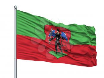 Navahradak City Flag On Flagpole, Country Belarus, Isolated On White Background, 3D Rendering