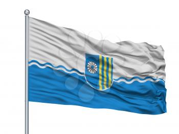 Novalukoml City Flag On Flagpole, Country Belarus, Isolated On White Background, 3D Rendering