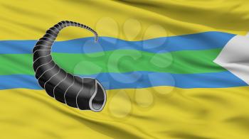 Rahacou City Flag, Country Belarus, Closeup View, 3D Rendering