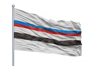 Smarhon City Flag On Flagpole, Country Belarus, Isolated On White Background, 3D Rendering