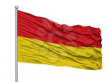Afbeelding Oostende City Flag On Flagpole, Country Belgium, Isolated On White Background, 3D Rendering