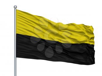 Andenne City Flag On Flagpole, Country Belgium, Isolated On White Background, 3D Rendering