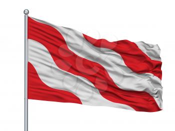 Antoing City Flag On Flagpole, Country Belgium, Isolated On White Background, 3D Rendering