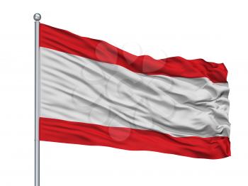 Antwerp City Flag On Flagpole, Country Belgium, Isolated On White Background, 3D Rendering