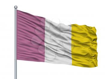 Ath City Flag On Flagpole, Country Belgium, Isolated On White Background, 3D Rendering
