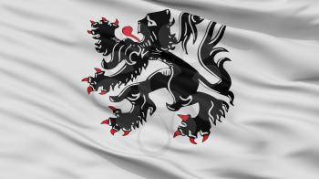 Binche City Flag, Country Belgium, Closeup View, 3D Rendering