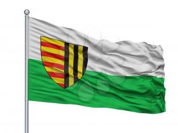 Bree City Flag On Flagpole, Country Belgium, Isolated On White Background, 3D Rendering