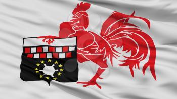 Charleroi City Flag, Country Belgium, Closeup View, 3D Rendering