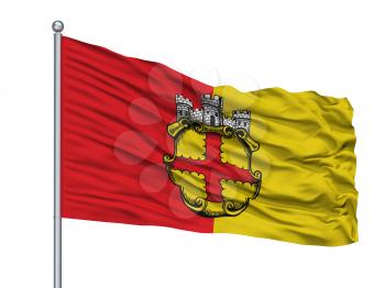 Eupen City Flag On Flagpole, Country Belgium, Isolated On White Background, 3D Rendering