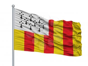 Geel City Flag On Flagpole, Country Belgium, Isolated On White Background, 3D Rendering
