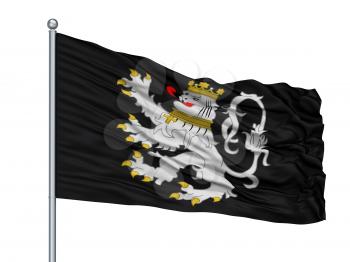 Gent City Flag On Flagpole, Country Belgium, Isolated On White Background, 3D Rendering