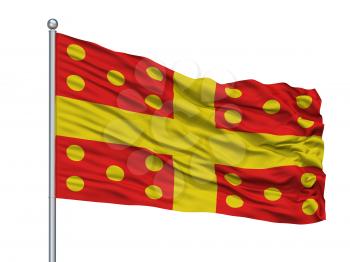 Harelbeke City Flag On Flagpole, Country Belgium, Isolated On White Background, 3D Rendering