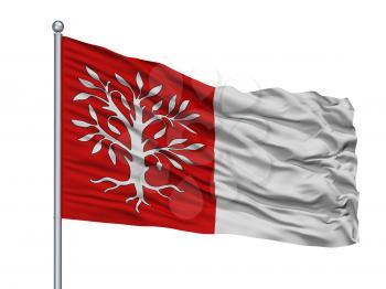 Herentals City Flag On Flagpole, Country Belgium, Isolated On White Background, 3D Rendering