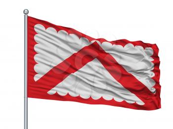 Kortrijk City Flag On Flagpole, Country Belgium, Isolated On White Background, 3D Rendering