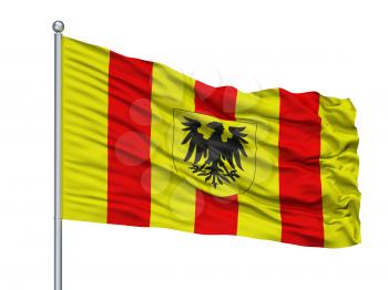 Mechlin City Flag On Flagpole, Country Belgium, Isolated On White Background, 3D Rendering