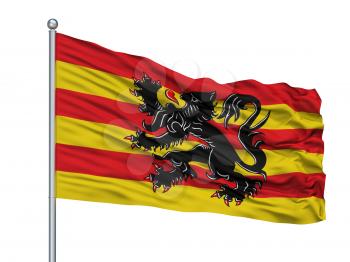 Oudenaarde City Flag On Flagpole, Country Belgium, Isolated On White Background, 3D Rendering