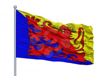 Sint Truiden City Flag On Flagpole, Country Belgium, Isolated On White Background, 3D Rendering